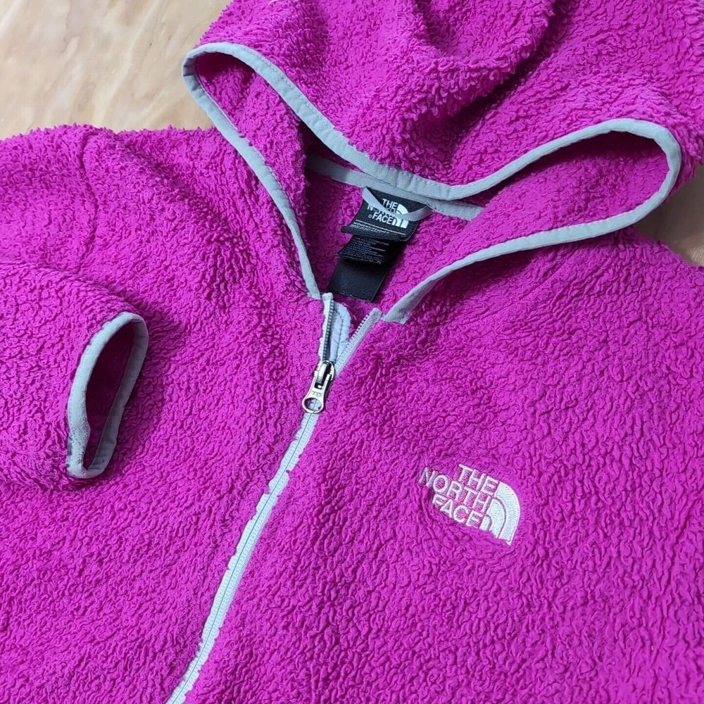 Women's L‎ The North Face Deep Pile Fleece Full Zip Hoodie Jacket Pink Cozy